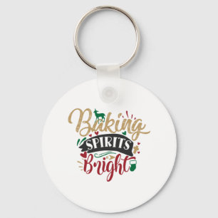 Xmas Gift Baking Spirits Bright Key Ring