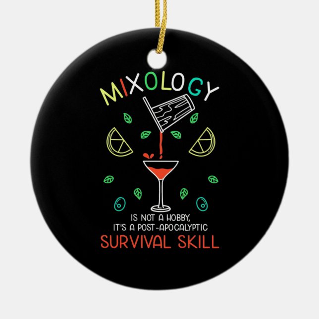 Xmas Gift | Bartender Mixologist Ceramic Tree Decoration (Front)