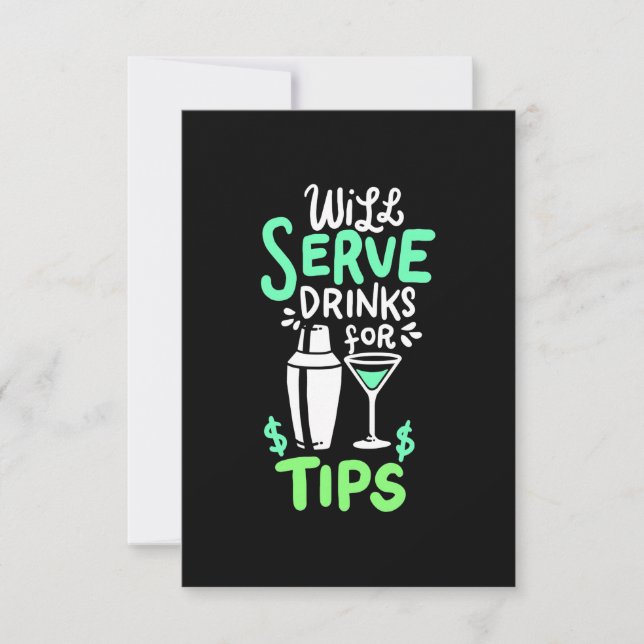 Xmas Gift | Bartender Will Serve Drinks For Tips RSVP Card (Front)