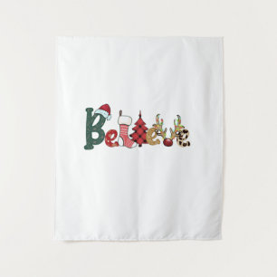 Xmas Gift Believe In Family Tapestry