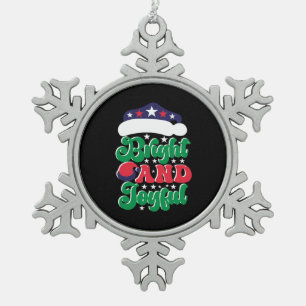 Xmas Gift Bright And Joyful Snowflake Pewter Christmas Ornament