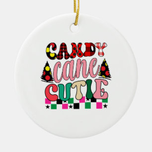 Xmas Gift Candy Cane Cutie Ceramic Tree Decoration
