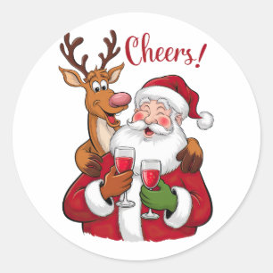 Xmas Gift Cheer Santa Claus Classic Round Sticker