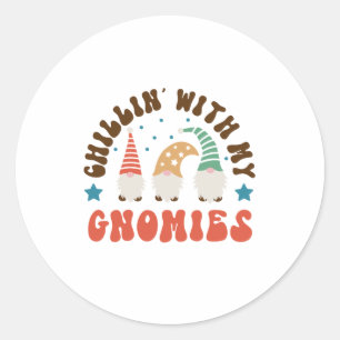 Xmas Gift Chillin With My Gnomies Classic Round Sticker