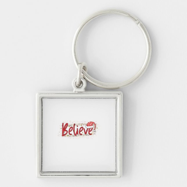 Xmas Gift Christmas Believe Key Ring (Front)