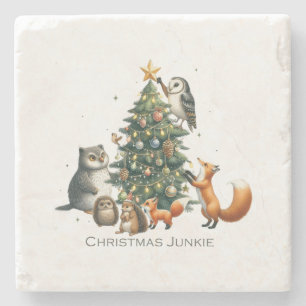Xmas Gift Christmas Junkie Stone Coaster