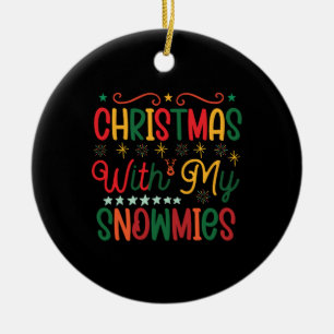 Xmas Gift Christmas With My Snowmies Ceramic Tree Decoration