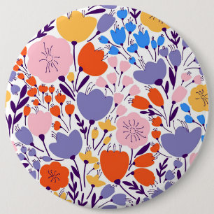 Xmas Gift Colourful And Bright Floral 6 Cm Round Badge
