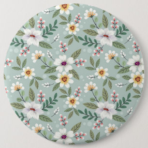 Xmas Gift Colourful Hand Drawn Flowers 6 Cm Round Badge