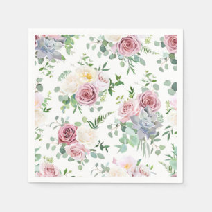 Xmas Gift Creamy White Antique Rose Napkin