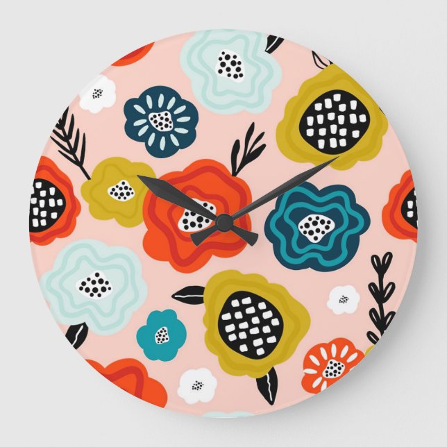 Xmas Gift Creative Decorative Fflowers Large Clock (Front)