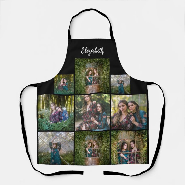 Xmas Gift Custom Name Photo Collage Family Apron (Front)