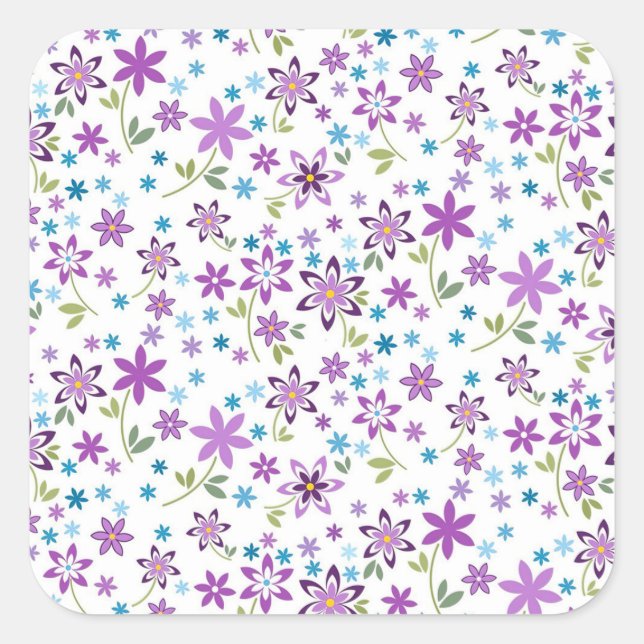 Xmas Gift Cute Floral Ditsy Square Sticker (Front)