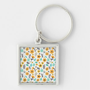 Xmas Gift Cute Hand Drawn Floral Colourful Key Ring