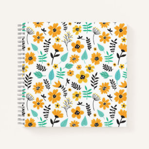 Xmas Gift Cute Hand Drawn Floral Colourful Notebook