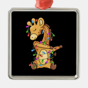 Xmas Gift Dabbing Giraffe Christmas Metal Tree Decoration