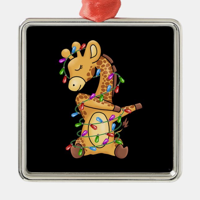 Xmas Gift Dabbing Giraffe Christmas Metal Tree Decoration (Front)