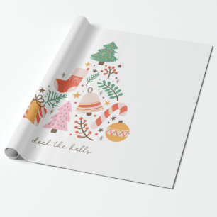 Xmas Gift Deck The Halls Wrapping Paper