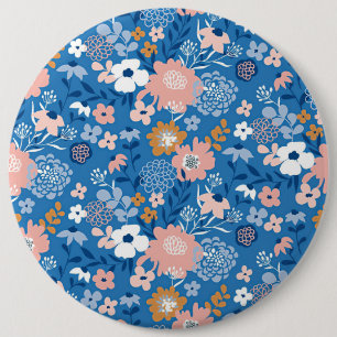 Xmas Gift Fabric Design With Simple Flowers 6 Cm Round Badge
