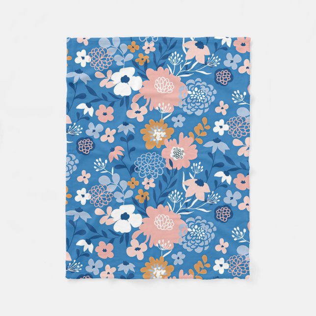 Xmas Gift Fabric Design With Simple Flowers Fleece Blanket (Front)