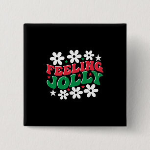 Xmas Gift Feeling Jolly 15 Cm Square Badge