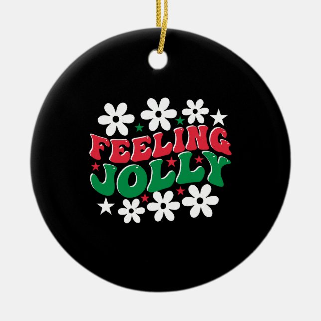 Xmas Gift Feeling Jolly Ceramic Tree Decoration (Front)