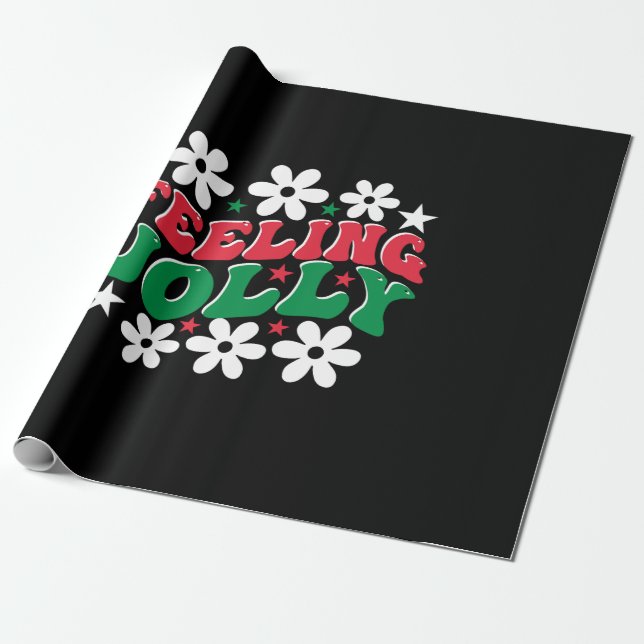 Xmas Gift Feeling Jolly Wrapping Paper (Unrolled)