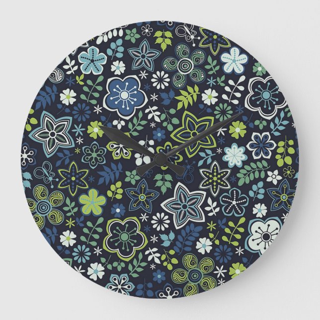 Xmas Gift Floral 3D Wall Art Large Clock (Front)