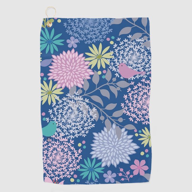 Xmas Gift Floral 60th Birthday Golf Towel (Front)
