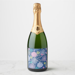Xmas Gift Floral 60th Birthday Sparkling Wine Label