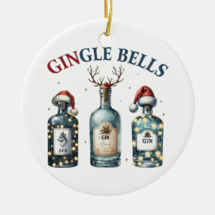 Xmas Gift Gingle Bells Ceramic Tree Decoration