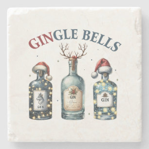 Xmas Gift Gingle Bells Stone Coaster