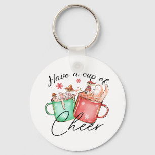 Xmas Gift Have A Cup Of Cheer Key Ring