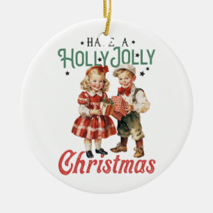 Xmas Gift Have A Holly Jolly Christmas Ceramic Tree Decoration