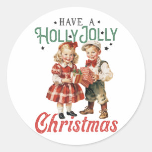 Xmas Gift Have A Holly Jolly Christmas Classic Round Sticker