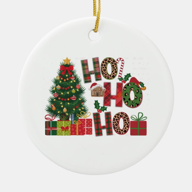 Xmas Gift Ho Ho Ho Ceramic Tree Decoration (Front)