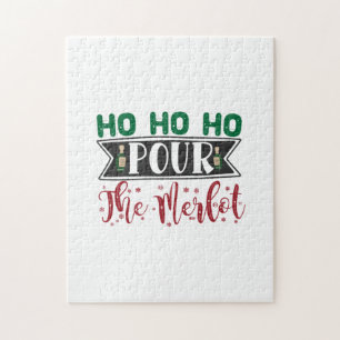 Xmas Gift Ho Ho Ho Pour The Merlot Jigsaw Puzzle