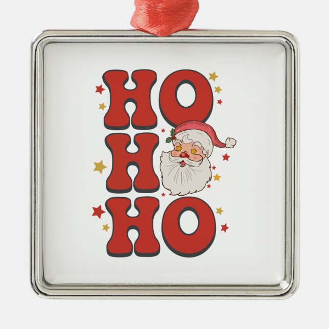 Xmas Gift Ho Ho Ho Santa Metal Tree Decoration (Front)