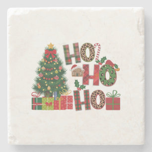 Xmas Gift Ho Ho Ho Stone Coaster