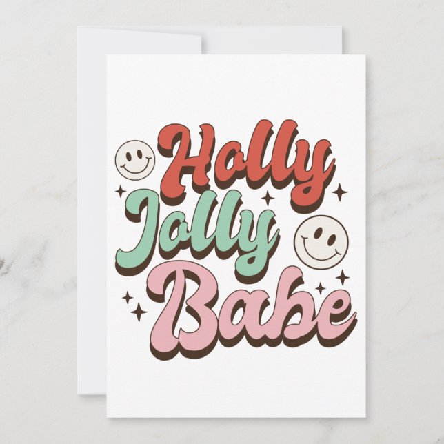 Xmas Gift Holly Jolly Babe Invitation (Front)