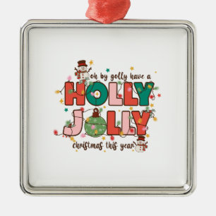 Xmas Gift Holly Jolly Christmas This Year Metal Tree Decoration