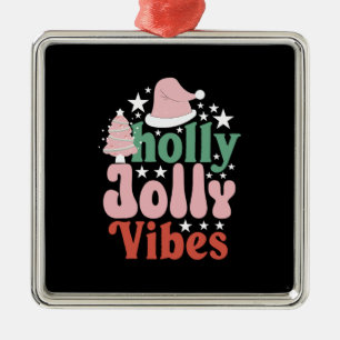 Xmas Gift Holly Jolly Vibes Metal Tree Decoration