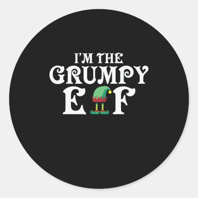 Xmas Gift I Am The Grumpy Elf Classic Round Sticker (Front)