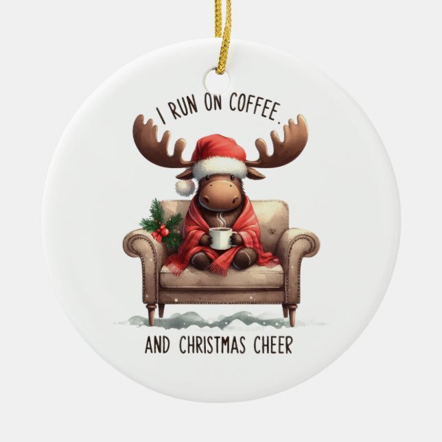 Xmas Gift I Run On Coffee Ceramic Tree Decoration (Front)