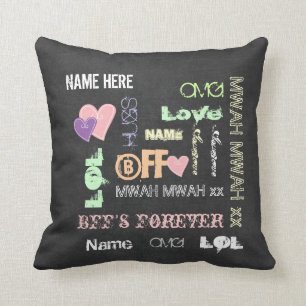 Xmas gift ideas BFFs friends, wordcloud cushions
