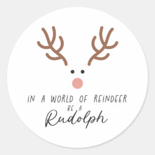 Xmas Gift In A World Of Reindeer Classic Round Sticker