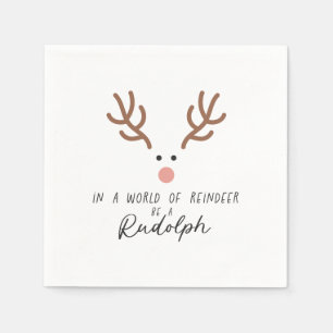 Xmas Gift In A World Of Reindeer Napkin