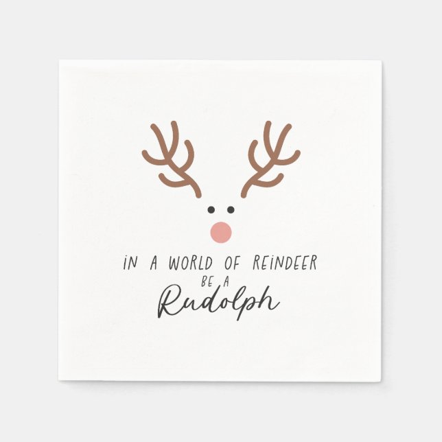Xmas Gift In A World Of Reindeer Napkin (Front)