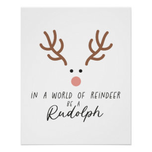 Xmas Gift In A World Of Reindeer Poster
