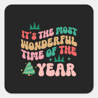 Xmas Gift It Is The Most Wonderful Time Square Sticker